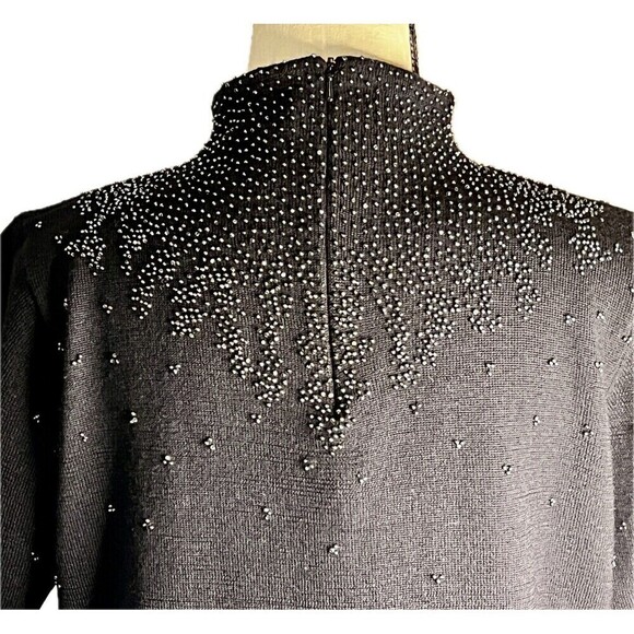 Doncaster Vintage Beaded Mock Neck Wool Top With Back Zip Closure Size Medium - Picture 3 of 14